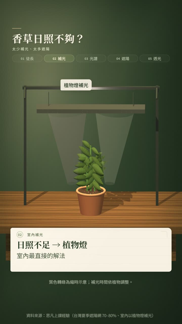 香草種植技術影片:日照與補光